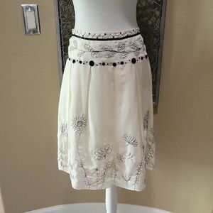 Eye 100 % Silk Embroidery & Sequin Full Pleated Skirt